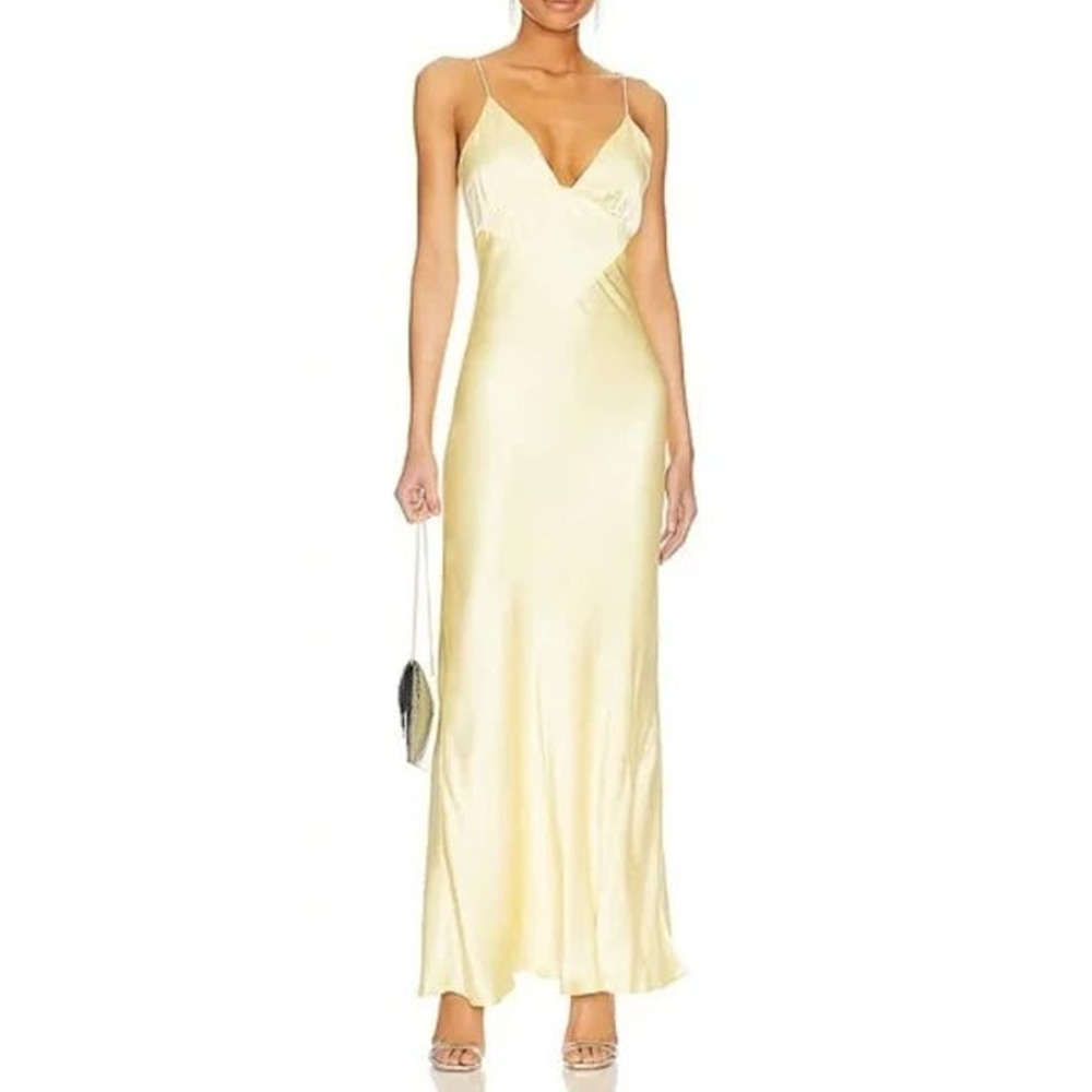 Bardot Capri Diamonte Slip Maxi Dress Canary Yellow Medium